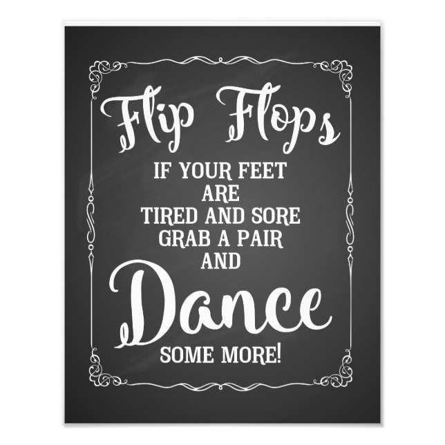 bröllop-tecken, flinflip flops, bröllop, kalkbräde fototryck (Framsidan)