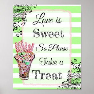 Bröllop-tecken för Candy Buffet Rosa and Gree Post Poster