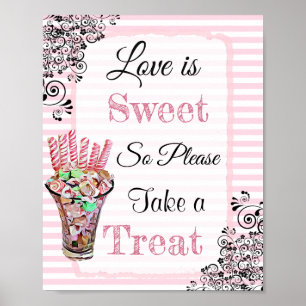 Bröllop-tecken för Candy Buffet Rosa Poster