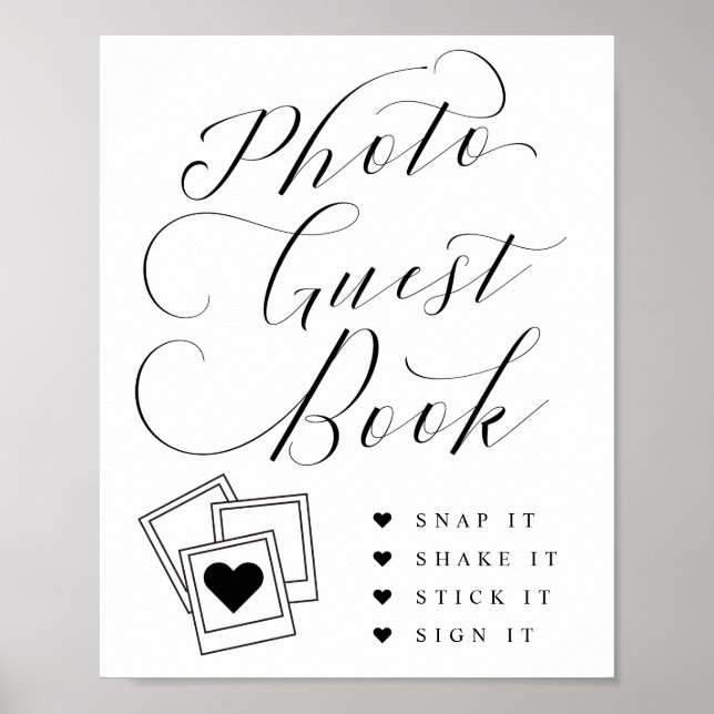Bröllop-tecken för fotogäst Bok-calligrafi Poster (Framsidan)
