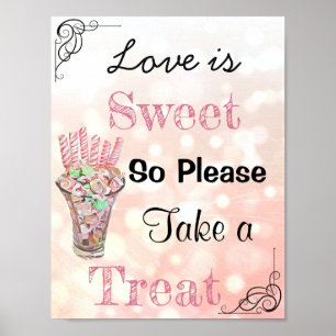 Bröllop-tecken för godisbuffet, korallkanor poster