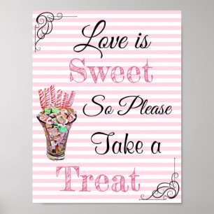 Bröllop-tecken för godisbuffet, Rosa Candies Poster