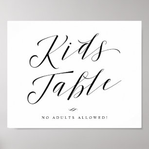 Bröllop-tecken för Kids Bord Calligraphy-skript Poster
