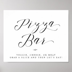 Bröllop-tecken för Pizza Pub Chic Calligraphy-skri Poster