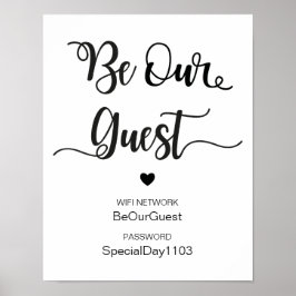 Bröllop-tecken för WiFi-nätverksinfo |Modern kalli Poster
