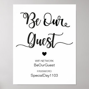 Bröllop-tecken för WiFi-nätverksinfo  Modern kalli Poster