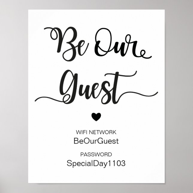 Bröllop-tecken för WiFi-nätverksinfo |Modern kalli Poster (Framsidan)