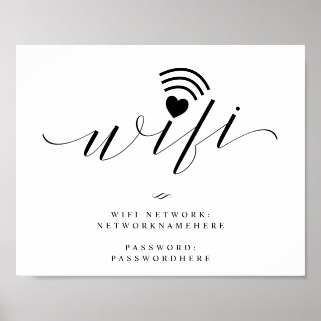 Bröllop-tecken för Wifi Password Calligraphy Scrip Poster (Framsidan)