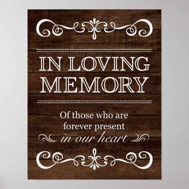 Bröllop-tecken - I Loving Memory Rustic Bröllop Si Poster (Framsidan)