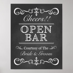 Bröllop-tecken - öppna Pub-Bröllop-skyltsignatur Poster