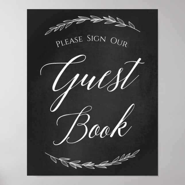 Bröllop-tecken - signera vårt Guestbook-chalkboard Poster (Framsidan)