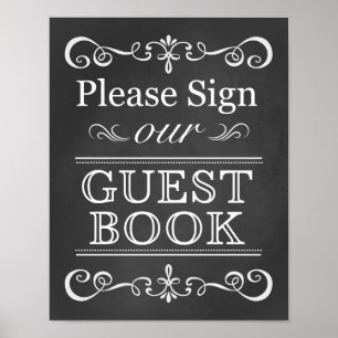 Bröllop-tecken - signera vårt Guestbook-chalkboard Poster
