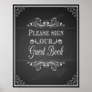 Bröllop-tecken Skriv under vår gäst Bok Poster