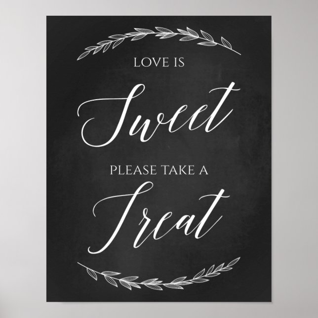 Bröllop-tecken - ta ett Treat chalkboard-tecken Poster (Framsidan)