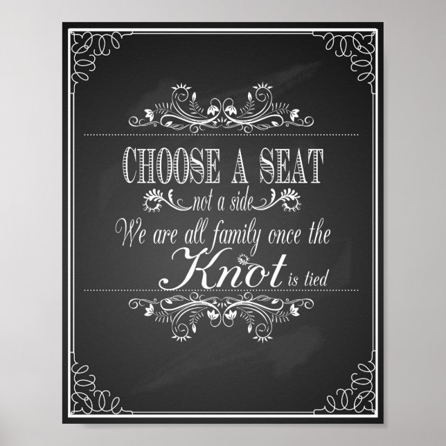 Bröllop-tecken Välj en sätesrityta Poster (Framsidan)