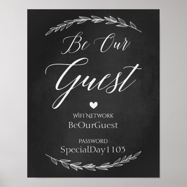 Bröllop-tecken - Wifi-tecken för lösenordsstavning Poster (Framsidan)