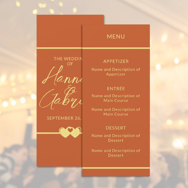 Bröllop Terracotta Guld Flat Menu Meny (Wedding Terracotta Gold Flat Menu)