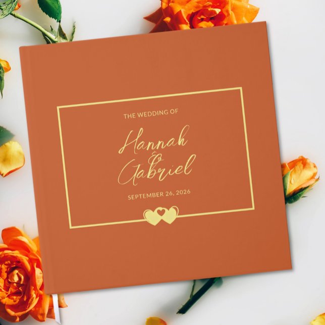 Bröllop Terracotta Guld Guest Bok (Wedding Terracotta Gold Guest Book)