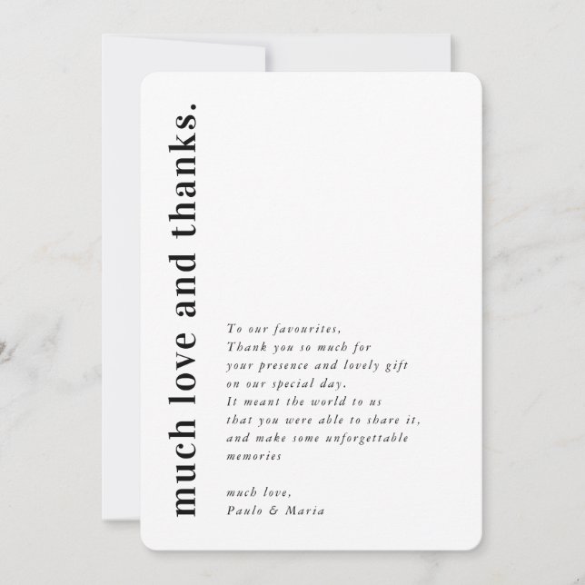 BRÖLLOP THANKS-fotoenkel, modernt sidmeddelande Inbjudningar (Framsida)