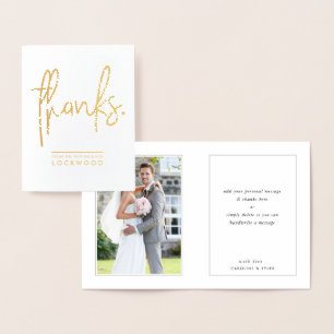 BRÖLLOP THANKS-par nyligen använda modern minimal  Folierat Kort