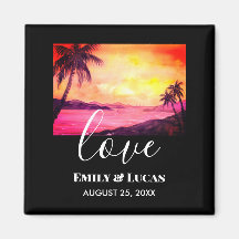 Bröllop Theme Tropical Beach Sunset Watercolor