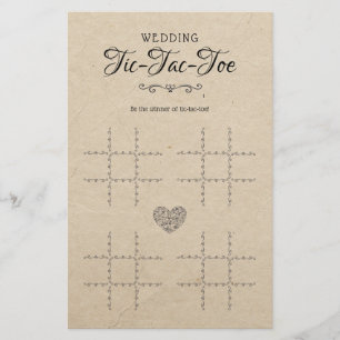 Bröllop Tic-Tac-Toe Decorative Bord Game Rustic