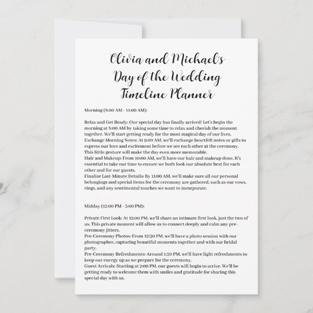 Bröllop-tidslinjens Par dag Inbjudningar (Framsida)