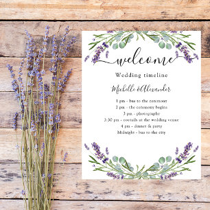 Bröllop-tidslinjeprogram lavender eucalyptus flygblad
