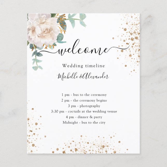 Bröllop-tidslinjeprogrammet blommigt eucalyptus (Framsida)
