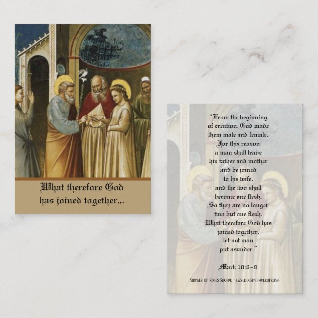 Bröllop till St. Joseph & Mary Heliga Cards Visitkort (Fram/baksida)