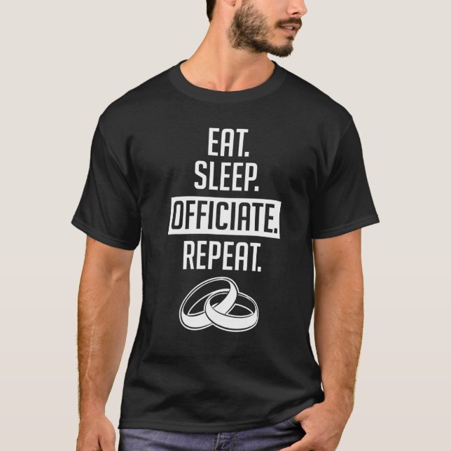 Bröllop tjänstemannen Eat Repeat Internet Ordached T Shirt (Framsida)
