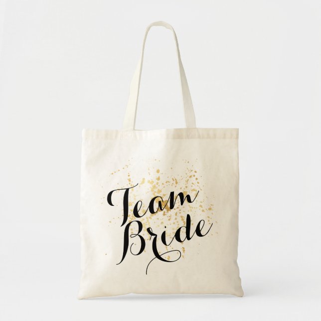 Bröllop Tote Bag Favors Guld Team Bride Tygkasse (Framsidan)