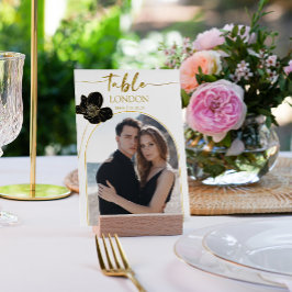 Bröllop Travel Destination Namn Photo White Guld Bordsnummer