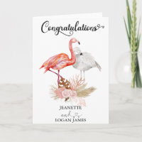 Bröllop Tropisk Flamingo Boho Grattis