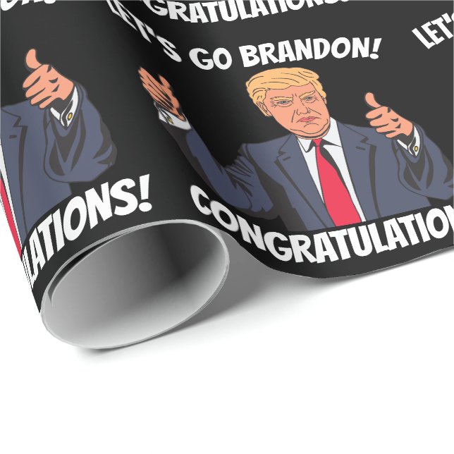 BRÖLLOP TRUMP LÅT OSS GO BRANDON WRAPPING PAPPER PRESENTPAPPER (Rullad Hörn)