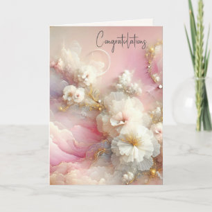Bröllop Tulle Blommigt Abstrakt Kort