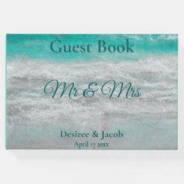 Bröllop Turkos Tropisk Hav Vågor Bröllop Gästböcker