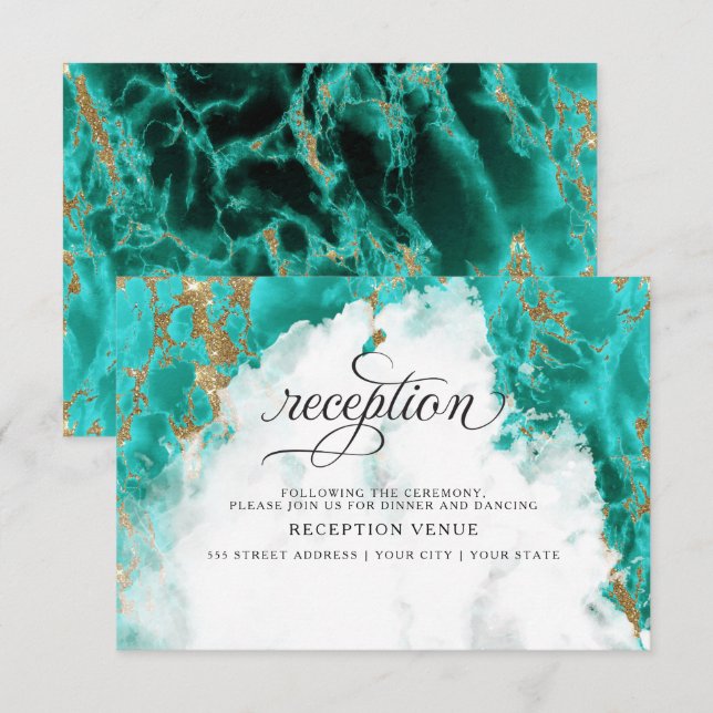 BRÖLLOP| Turquise Watercolor Geode BarefootBride™ Inbjudningar (Fram/baksida)