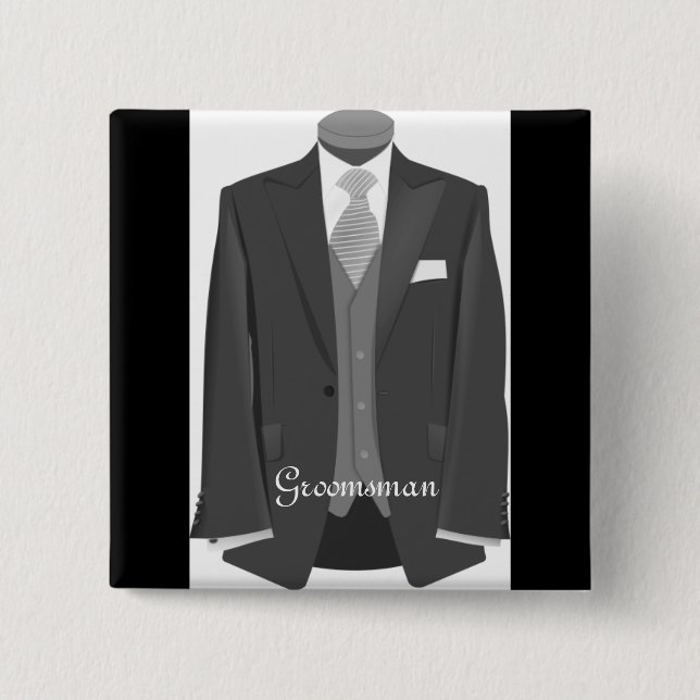 Bröllop Tuxedo Groomsman Pin Button Badge Gift Knapp (Framsida)
