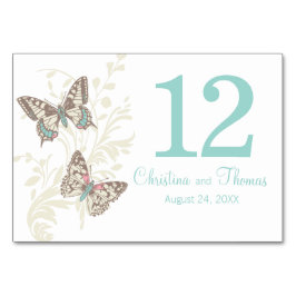 Bröllop två grafiska fjärilar namn datumtesten bordsnummer