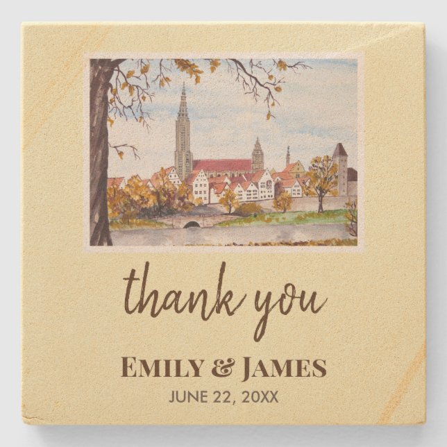 Bröllop Ulm Minster Tyskland Farida Greenfield Stenunderlägg (Framsidan)