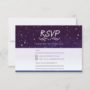 Bröllop under stjärnorna RSVP blå natthimmel OSA Kort