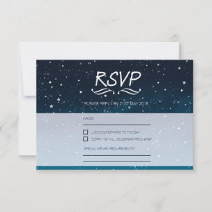 Bröllop under stjärnorna RSVP blå natthimmel OSA Kort
