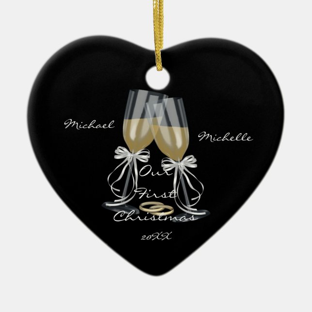 Bröllop under vår första julprydnad julgransprydnad keramik (Framsidan)