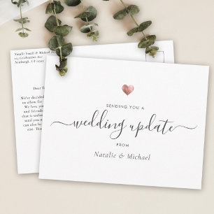 Bröllop Update Elegant Script Ro Guld Heart Vykort