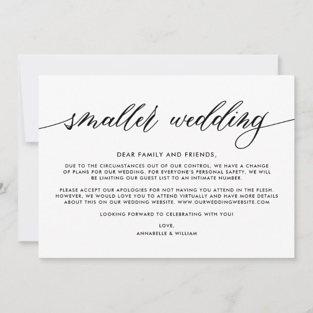 Bröllop Update | Mindre Bröllop Meddelande (Framsida)