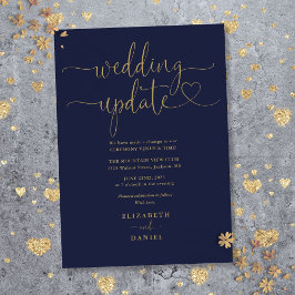 Bröllop-uppdatering av marinblått och Guld-hjärtsk Inbjudningar