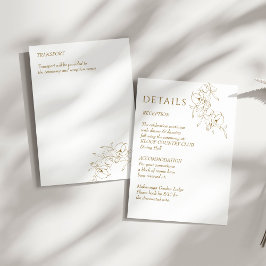 Bröllop uppgifter om botaniska guld enkla elegante tilläggskort