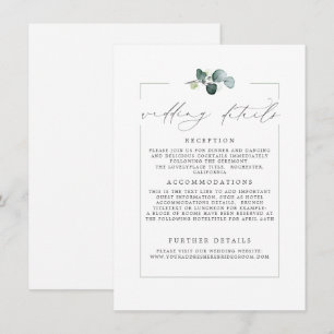 Bröllop - uppgifter om Eucalyptus Greenery Modern  Tilläggskort