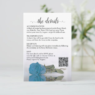Bröllop-uppgifter Turcoise Blue Ro QR Code Encl Tilläggskort